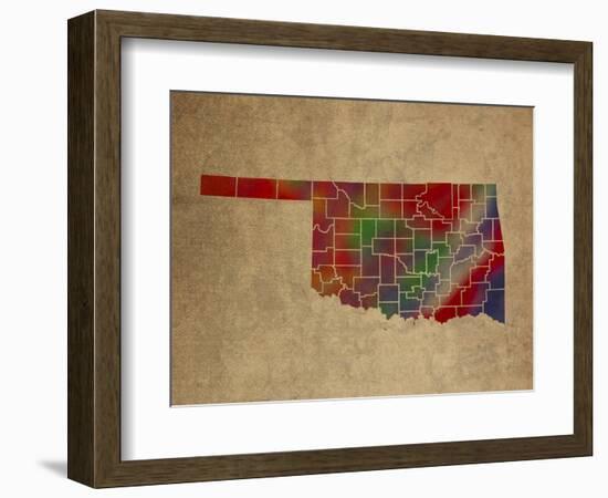 OK Colorful Counties-Red Atlas Designs-Framed Giclee Print