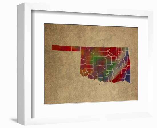 OK Colorful Counties-Red Atlas Designs-Framed Giclee Print