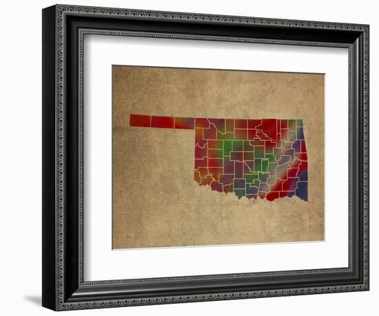 OK Colorful Counties-Red Atlas Designs-Framed Giclee Print