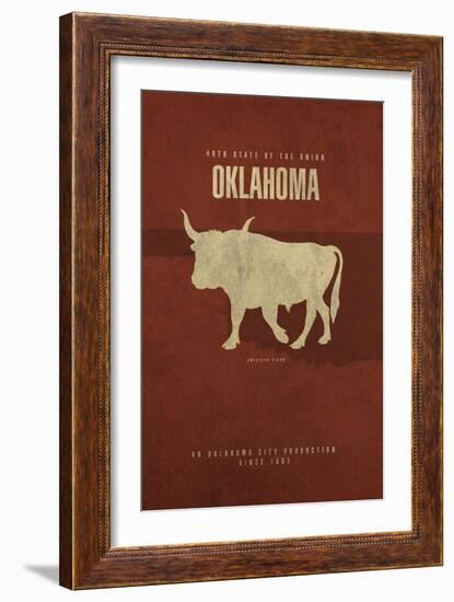 OK State Minimalist Posters-Red Atlas Designs-Framed Giclee Print