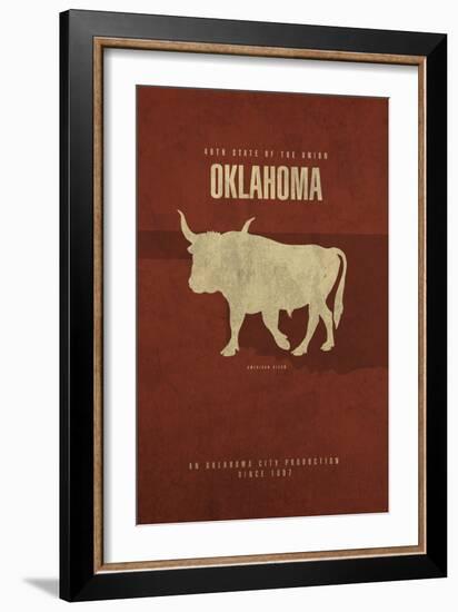 OK State Minimalist Posters-Red Atlas Designs-Framed Giclee Print