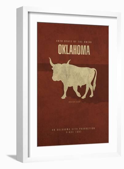 OK State Minimalist Posters-Red Atlas Designs-Framed Giclee Print