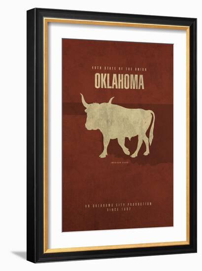 OK State Minimalist Posters-Red Atlas Designs-Framed Giclee Print