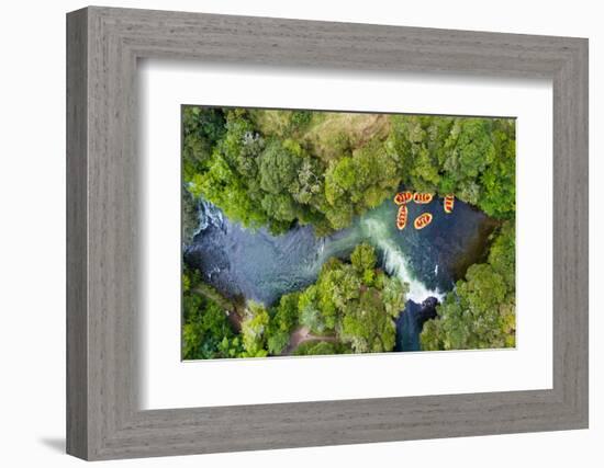 Okere Falls, New Zealand. White water rafting down the Kaituna River in Rotorua, New Zealand.-Micah Wright-Framed Photographic Print