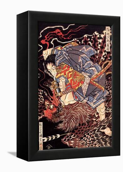 Oki No Jiro Hiroari Killing a Monstrous Tengu-Kuniyoshi Utagawa-Framed Premier Image Canvas