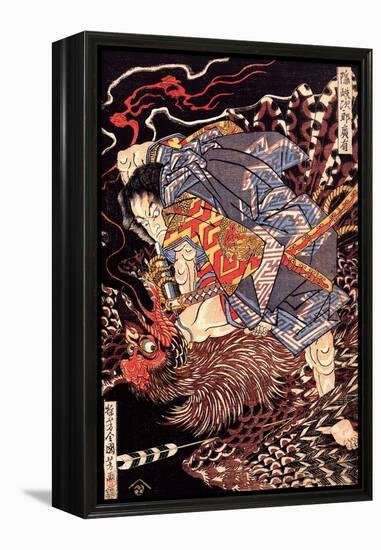 Oki No Jiro Hiroari Killing a Monstrous Tengu-Kuniyoshi Utagawa-Framed Premier Image Canvas