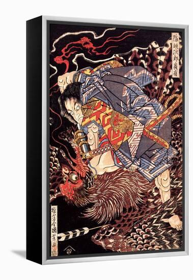 Oki No Jiro Hiroari Killing a Monstrous Tengu-Kuniyoshi Utagawa-Framed Premier Image Canvas