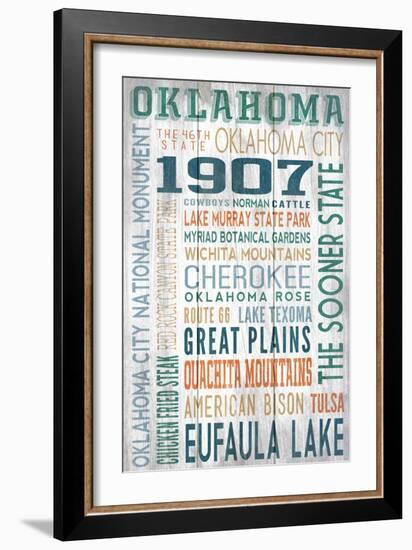 Oklahoma - Barnwood Typography-Lantern Press-Framed Art Print