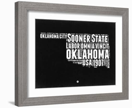 Oklahoma Black and White Map-NaxArt-Framed Art Print