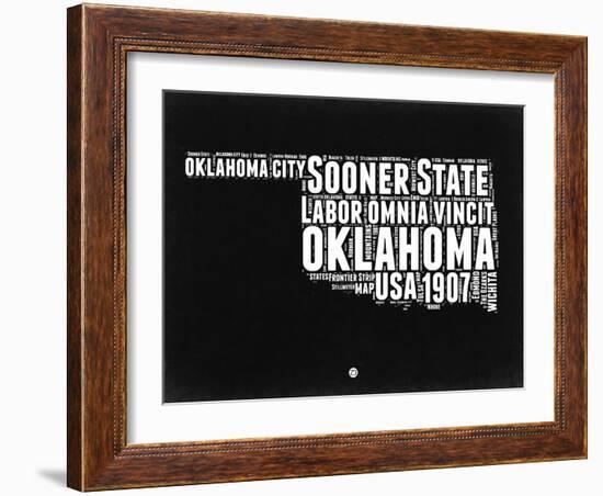 Oklahoma Black and White Map-NaxArt-Framed Art Print