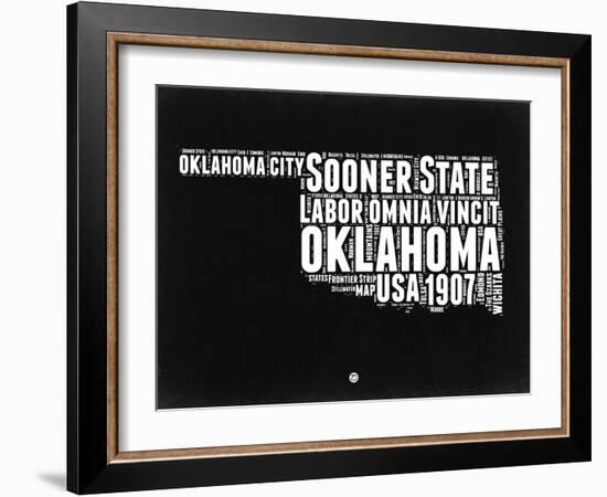 Oklahoma Black and White Map-NaxArt-Framed Art Print