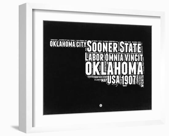 Oklahoma Black and White Map-NaxArt-Framed Art Print