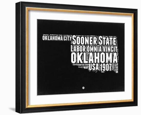 Oklahoma Black and White Map-NaxArt-Framed Art Print