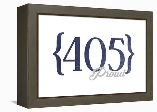 Oklahoma City, Oklahoma - 405 Area Code (Blue)-Lantern Press-Framed Stretched Canvas