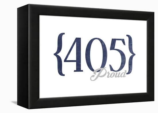 Oklahoma City, Oklahoma - 405 Area Code (Blue)-Lantern Press-Framed Stretched Canvas