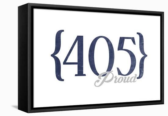 Oklahoma City, Oklahoma - 405 Area Code (Blue)-Lantern Press-Framed Stretched Canvas