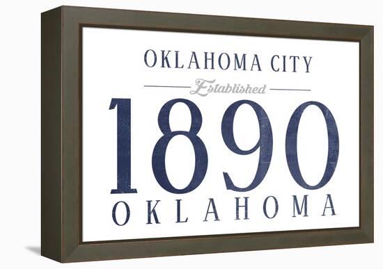 Oklahoma City, Oklahoma - Established Date (Blue)-Lantern Press-Framed Stretched Canvas