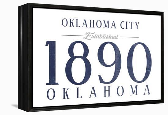 Oklahoma City, Oklahoma - Established Date (Blue)-Lantern Press-Framed Stretched Canvas