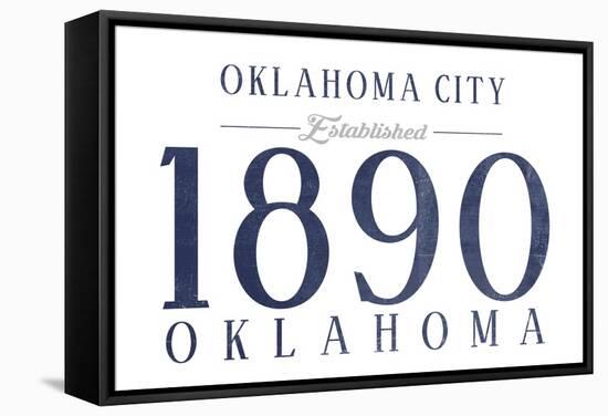 Oklahoma City, Oklahoma - Established Date (Blue)-Lantern Press-Framed Stretched Canvas