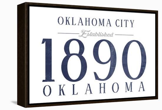 Oklahoma City, Oklahoma - Established Date (Blue)-Lantern Press-Framed Stretched Canvas