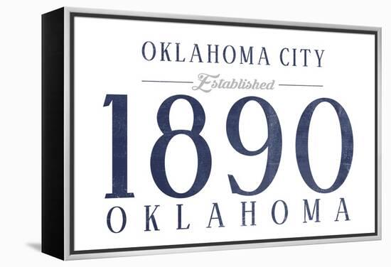 Oklahoma City, Oklahoma - Established Date (Blue)-Lantern Press-Framed Stretched Canvas