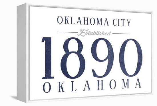 Oklahoma City, Oklahoma - Established Date (Blue)-Lantern Press-Framed Stretched Canvas