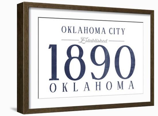 Oklahoma City, Oklahoma - Established Date (Blue)-Lantern Press-Framed Art Print