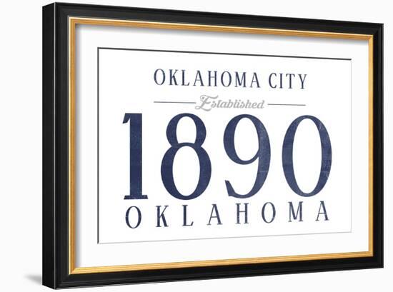 Oklahoma City, Oklahoma - Established Date (Blue)-Lantern Press-Framed Art Print