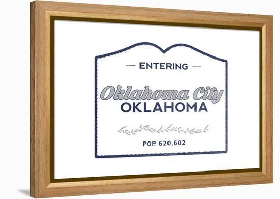 Oklahoma City, Oklahoma - Now Entering (Blue)-Lantern Press-Framed Stretched Canvas