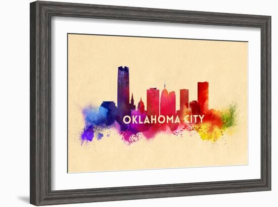 Oklahoma City, Oklahoma - Skyline Abstract-Lantern Press-Framed Art Print