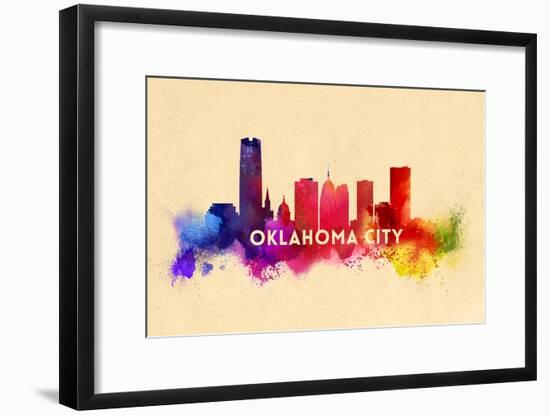 Oklahoma City, Oklahoma - Skyline Abstract-Lantern Press-Framed Art Print