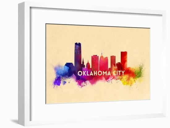 Oklahoma City, Oklahoma - Skyline Abstract-Lantern Press-Framed Art Print