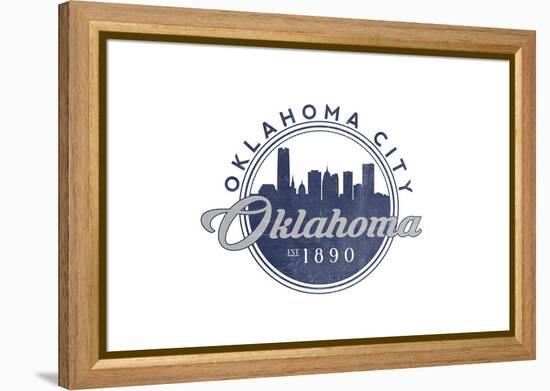 Oklahoma City, Oklahoma - Skyline Seal (Blue)-Lantern Press-Framed Stretched Canvas