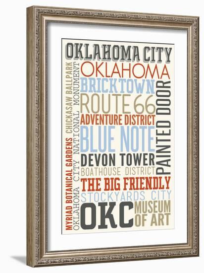 Oklahoma City, Oklahoma - Typography-Lantern Press-Framed Art Print