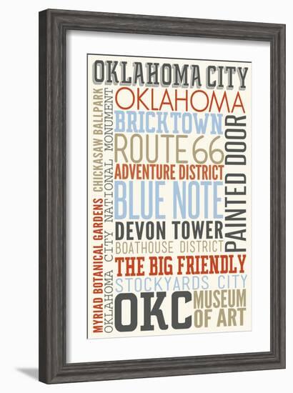 Oklahoma City, Oklahoma - Typography-Lantern Press-Framed Art Print