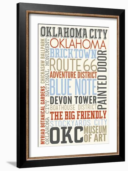 Oklahoma City, Oklahoma - Typography-Lantern Press-Framed Art Print