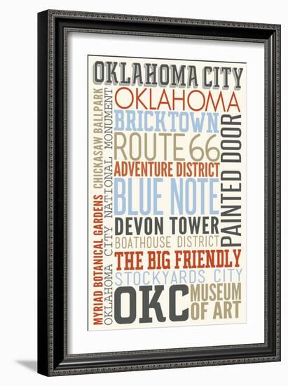 Oklahoma City, Oklahoma - Typography-Lantern Press-Framed Art Print