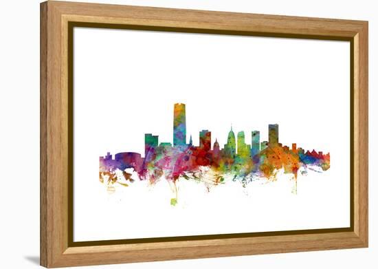 Oklahoma City Skyline-Michael Tompsett-Framed Stretched Canvas