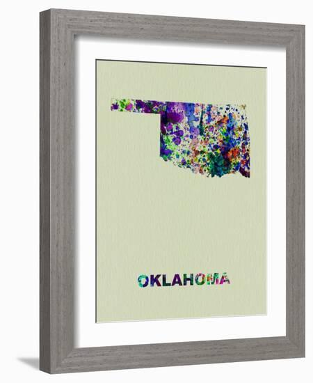Oklahoma Color Splatter Map-NaxArt-Framed Art Print