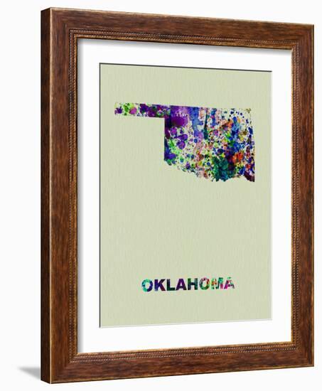 Oklahoma Color Splatter Map-NaxArt-Framed Art Print