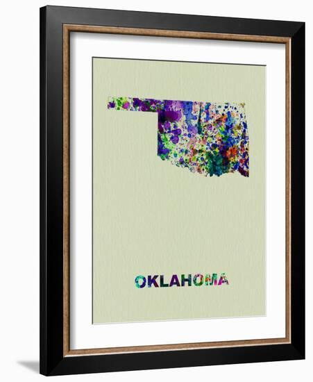 Oklahoma Color Splatter Map-NaxArt-Framed Art Print