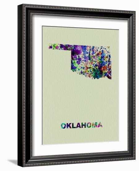 Oklahoma Color Splatter Map-NaxArt-Framed Art Print