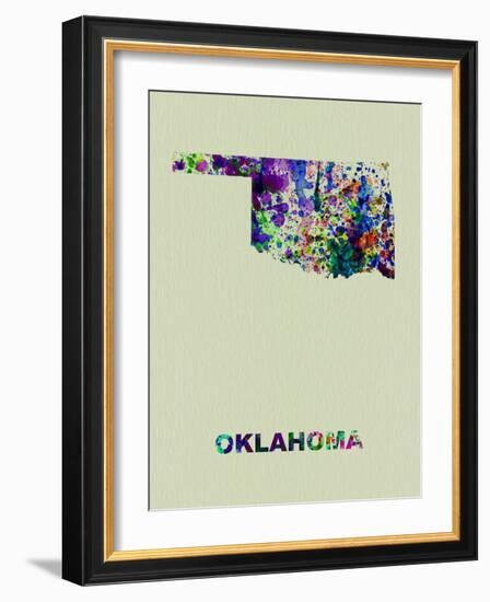 Oklahoma Color Splatter Map-NaxArt-Framed Art Print