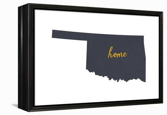 Oklahoma - Home State - Gray on White-Lantern Press-Framed Stretched Canvas