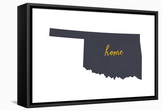 Oklahoma - Home State - Gray on White-Lantern Press-Framed Stretched Canvas