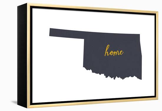 Oklahoma - Home State - Gray on White-Lantern Press-Framed Stretched Canvas