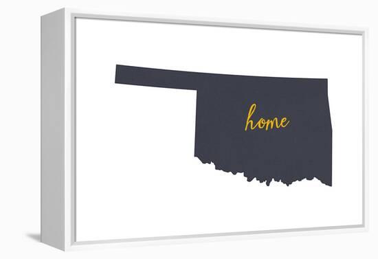 Oklahoma - Home State - Gray on White-Lantern Press-Framed Stretched Canvas