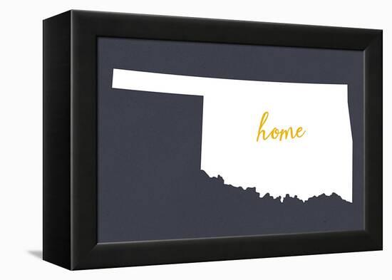 Oklahoma - Home State - White on Gray-Lantern Press-Framed Stretched Canvas