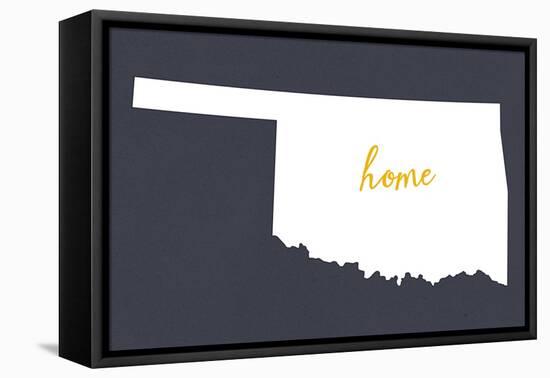 Oklahoma - Home State - White on Gray-Lantern Press-Framed Stretched Canvas