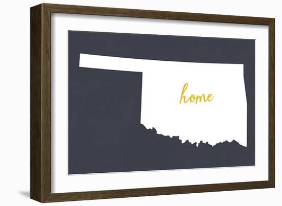 Oklahoma - Home State - White on Gray-Lantern Press-Framed Art Print